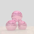 Three Pink Inflatable Spheres Stacked For Party Decoration With Transparent Design