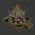 Traditional Chinese Pavilion Architecture With Ornate Green Tiles Golden Decor Stairs And Base