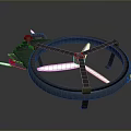 Black Circular Mechanical Structure With White Blades And Red Components Design