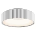 Modern White Flush Mount Ceiling Light with Circular Striped Design and Soft Glow