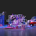 Futuristic KiWi CV Modern Car Display With Neon Lights And Photo Area