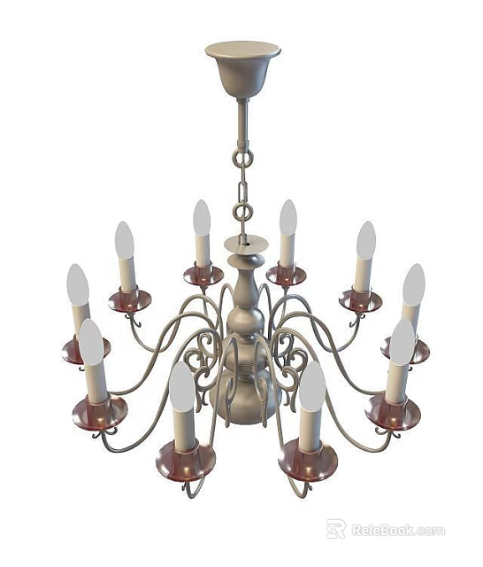 Tech Exhibition Hall Interior Featuring Elegant Vintage Metal Chandelier Lighting 3d model 