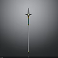 Fantasy Weapon Sword With Silver Blade Green Hilt And Golden Star Shaped Guard
