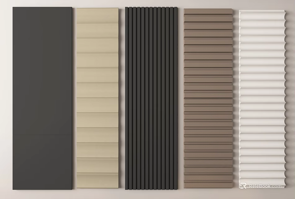 Different Colored Wall Panels With Textured And Smooth Patterns For Interior Design 3d model 