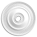 Ceiling Medallion White Circular Design with Concentric Rings and Radiant Outer Stripes for Lighting Fixture