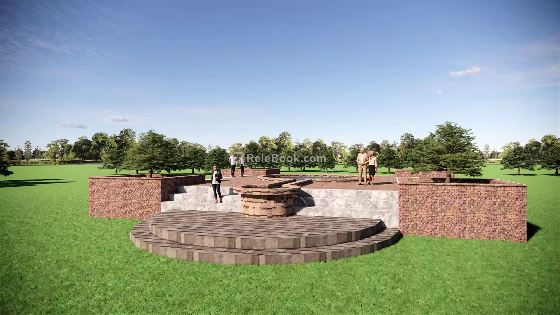 Modern observation deck green space sketch 3d model