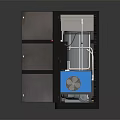 Industrial Black Equipment Cabinet With Open Doors And Internal Mechanical Components 3d model