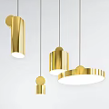 Modern Minimalist Chandelier With Golden Arched Frames And White Light Elements