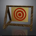 Wooden Frame Target Stand With Red Bullseye On Yellow Board