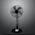 Modern Black And White Pedestal Fan With Three Blades Stable Base And Safety Grill