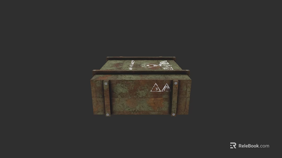 Old Rusty Metal Weapon Case Featuring White Symbols And Durable Build 3d model 