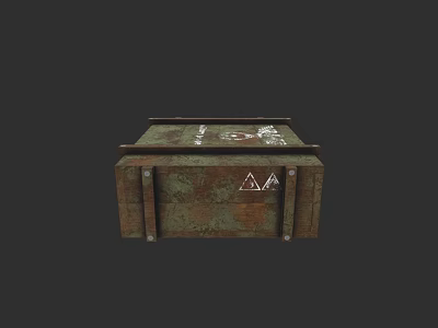 Old Rusty Metal Weapon Case Featuring White Symbols And Durable Build 3d model