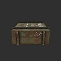 Old Rusty Metal Weapon Case Featuring White Symbols And Durable Build