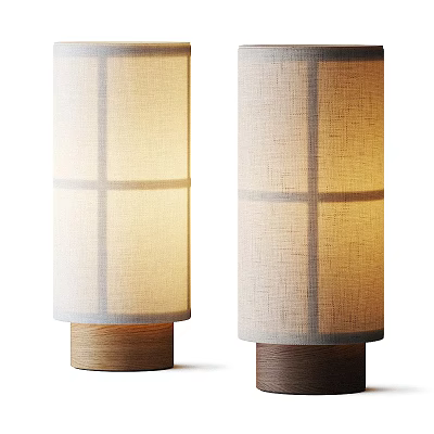 Two Modern Table Lamps With Wooden Base And Fabric Cross Pattern Shade 3d model Two Modern Table Lamps With Wooden Base And Fabric Cross Pattern Shade 3d model