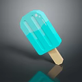 Blue Glossy Popsicle With Geometric Shape And Wooden Stick On Dark Surface