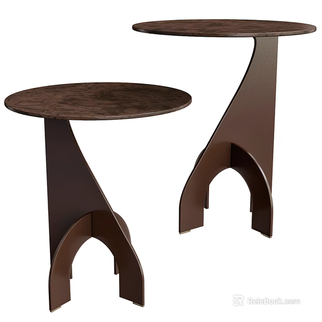 Modern Brown Side Table With Unique Curved Base Design For Living Space 3d model