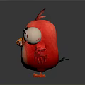 Angry Red Bird Character With Red Feathers Black Eyebrows Yellow Eyes And Orange Claws
