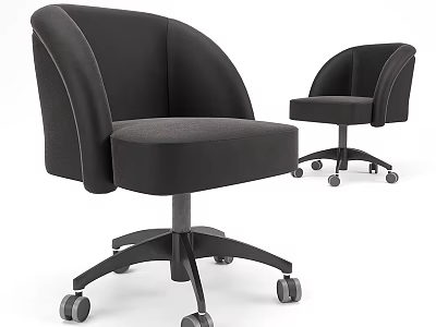Black Modern Office Chair With Curved Backrest Upholstered Fabric And Five Star Wheels 3d model
