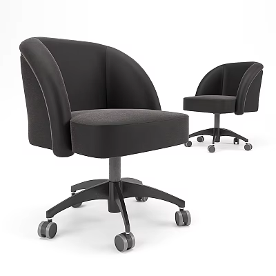 Black Modern Office Chair With Curved Backrest Upholstered Fabric And Five Star Wheels 3d model