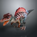 Realistic Colorful Dinosaur 3D Model With Spiked Sail And Open Mouth