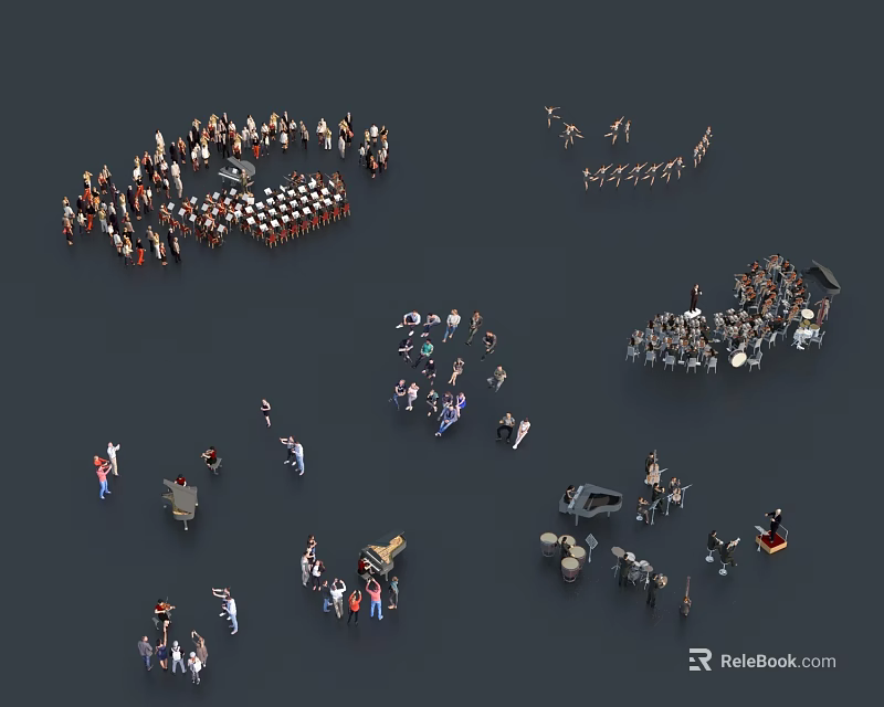 Diverse Groups of People Participating in Various Social Activities and Gathering Scenes 3d model 