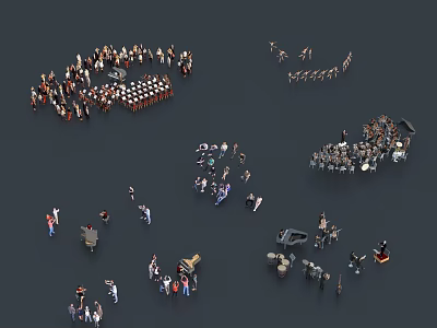 Diverse Groups of People Participating in Various Social Activities and Gathering Scenes 3d model