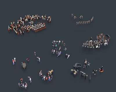 Diverse Groups of People Participating in Various Social Activities and Gathering Scenes 3d model