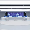 Modern Control Room With Large Digital Screen Control Desk And Seating Arrangement 3d model
