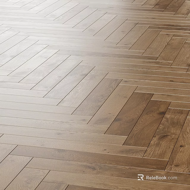 Natural Oak Herringbone Wood Flooring With Smooth Surface And Elegant Design 3d model 