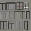 Modern Double Doors With Glass Panels Black Frames For Home Interior 3d model