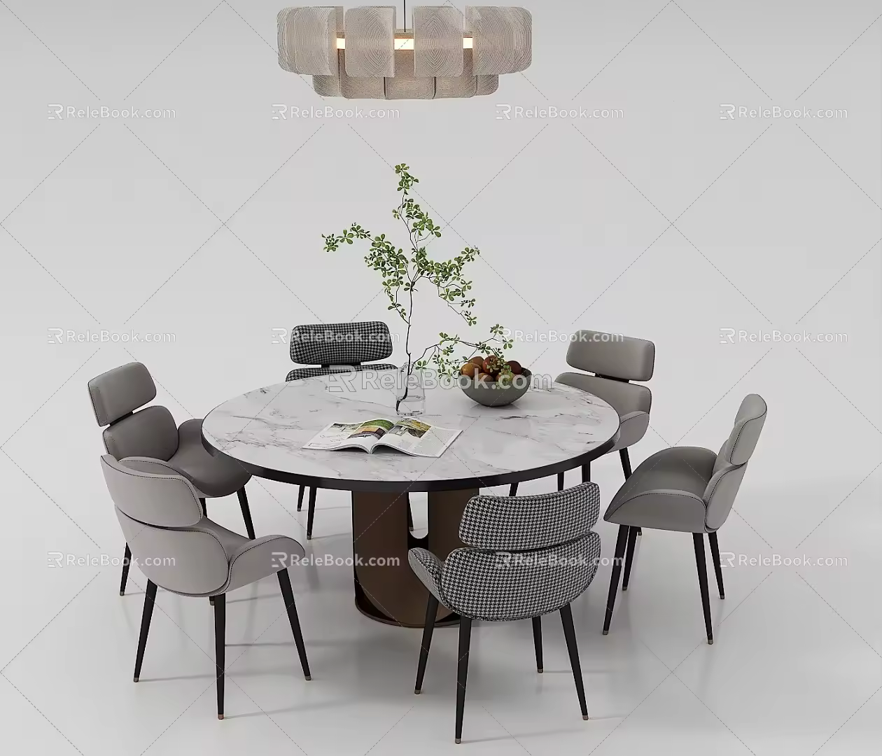 Dining table and chair combination 3d model