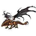 Mythical Dragon Game And Movie Character With Black Wings And Brown Scaly Body