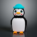 Cute Cartoon Penguin Toy With Blue Hat Red Cheeks And Orange Feet