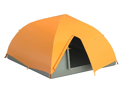 Orange Dome Camping Tent With Open Entrance And Gray Base For Outdoor Adventures 3d model