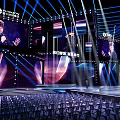Grand Variety Show Stage With Lights And Screens