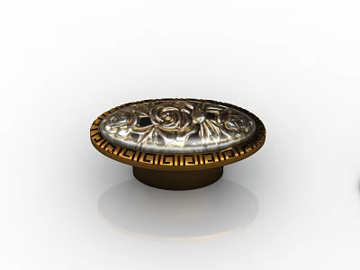 Detailed Decorative Rose Pattern Vintage Brass Round Furniture Knob For Home Decor 3d model