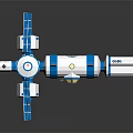Space Station Equipment With Solar Panels Modular Components Thruster Units And CSS Label 3d model