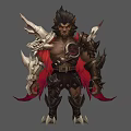 Mythical Beast Warrior Character With Armored Attire Red Cape And Spiked Armor Features