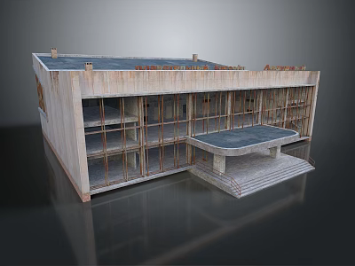 Wooden House Under Construction With Wooden Frame Structure And Platform Steps 3d model