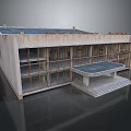 Wooden House Under Construction With Wooden Frame Structure And Platform Steps