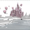 Cartoon Castle City on the Cloud 3d model