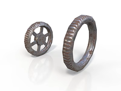 Rusty Metal Industrial Equipment Spoked Gear And Ring Gear Machinery Parts 3d model