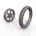 Rusty Metal Industrial Equipment Spoked Gear And Ring Gear Machinery Parts