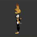 Two Cartoon Fox Characters With Big Ears Yellow Spots Vest Black Pants And White Gloves