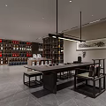 Tobacco and Liquor Store Interior Design With Wooden Display Shelves And Glass Wine Cabinets