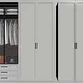 Modern White Wardrobe with Glass Door Hanging Space Drawers and Open Shelves