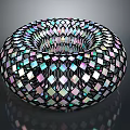 Modern Round Lighting Fixture Set With Colorful Diamond Mosaic Pattern And Shiny Reflective Surface
