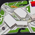 Commercial Complex Layout Design With Connected Buildings Green Space Plaza And Access Roads