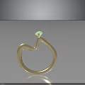 Elegant Gold Ring with Inlaid Green Square Stones and Shell Shaped Top Gem Design
