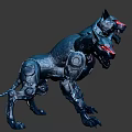 Mechanical Three Headed Wolf Creature With Red Eyes As Fantasy Game Character Design 3d model